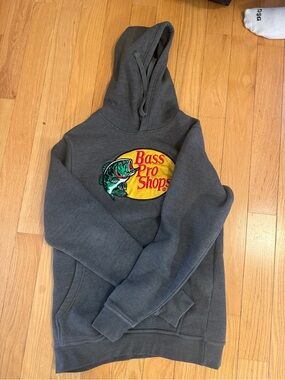 Bass Pro Shops Charcoal Hoodie with Yellow Logo Patch